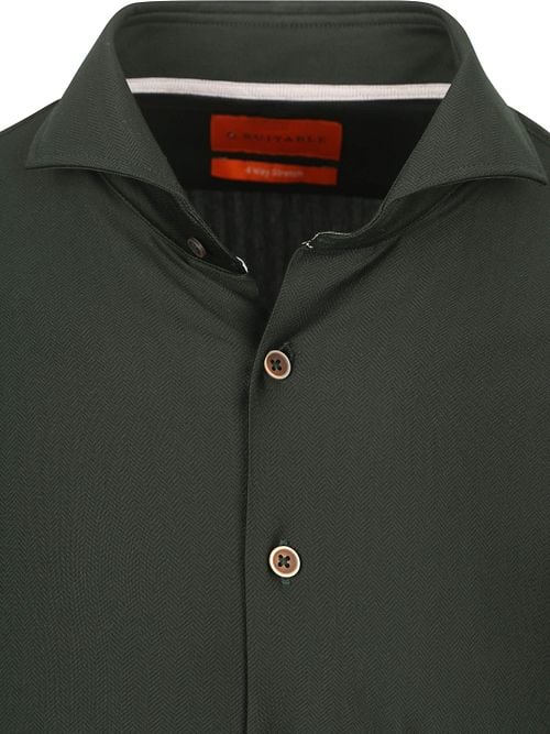 Suitable Chemise Herringbone Vert Foncé