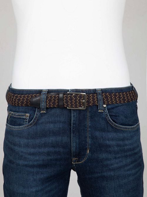 Suitable Geweven Riem Navy Taupe Model / Voorkant