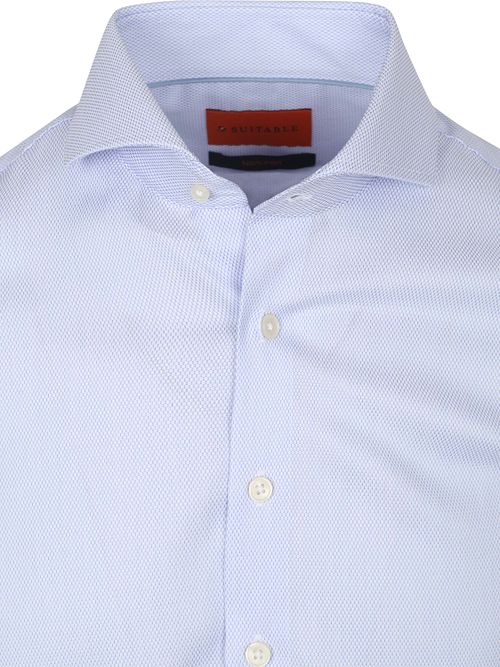 Suitable Overhemd Jacquard Luxe Lichtblauw