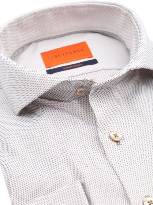 Suitable Overhemd Jacquard Luxe Beige