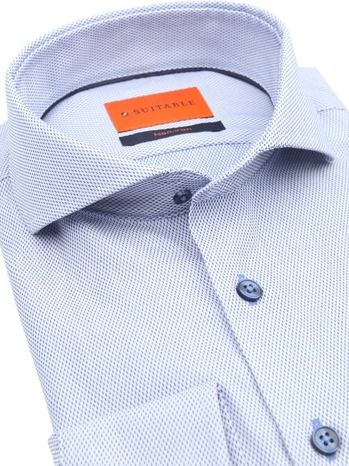 Suitable Overhemd Jacquard Luxe Blauw