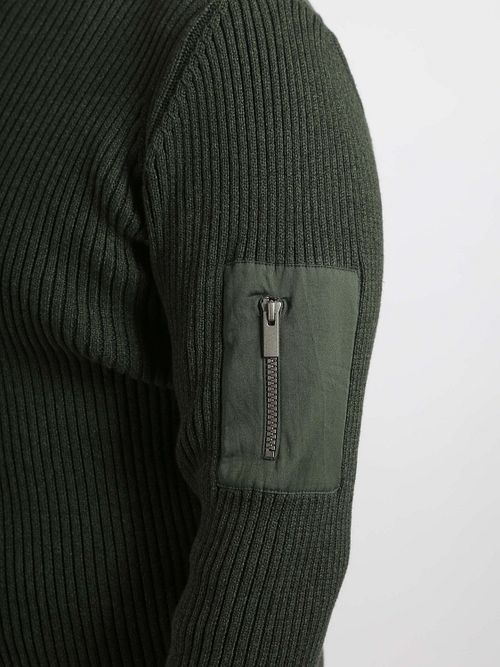 Suitable Mou Half Zip Pullover Dunkelgrün Model / Detail