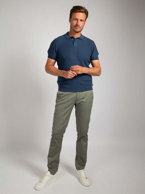 Suitable Respect Polo Structure Knit Blauw Model / Voorkant