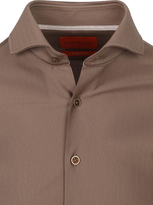 Suitable Herringbone Shirt Taupe