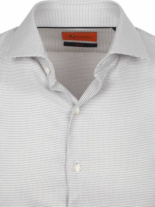 Suitable Shirt Extra Long Sleeves Print Taupe