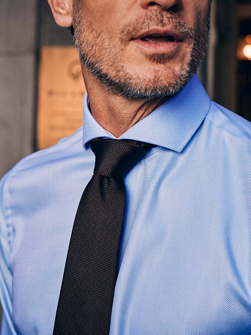 Suitable Shirt Knitted Piqué Light Blue Model / Detail