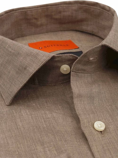 Suitable Shirt Linen Taupe Product / Detail