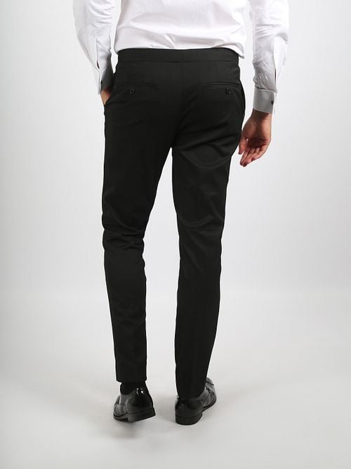 Herren Gala Hose aus Wollmix – Schwarz, Slim Fit Model / Achterkant