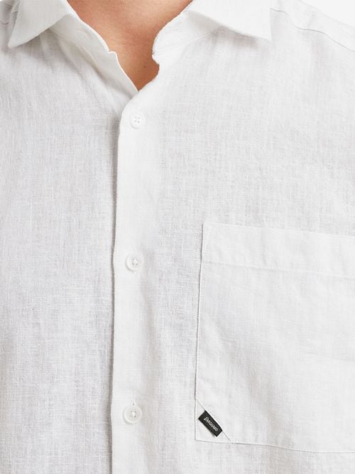 Vanguard Short Sleeve Overhemd Linnen Blend Wit Model / Detail