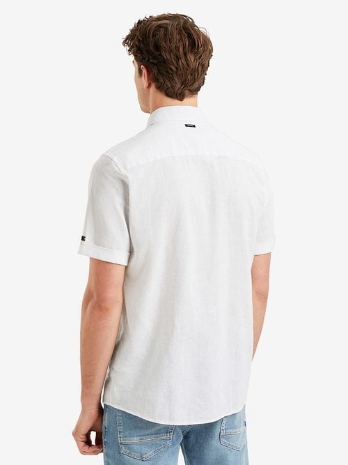 Vanguard Short Sleeve Overhemd Linnen Blend Wit Model / Achterkant