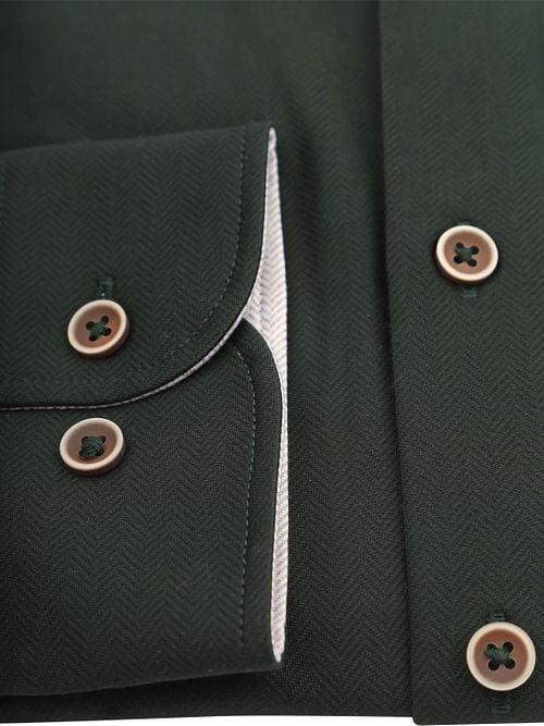 Suitable Chemise Herringbone Vert Foncé