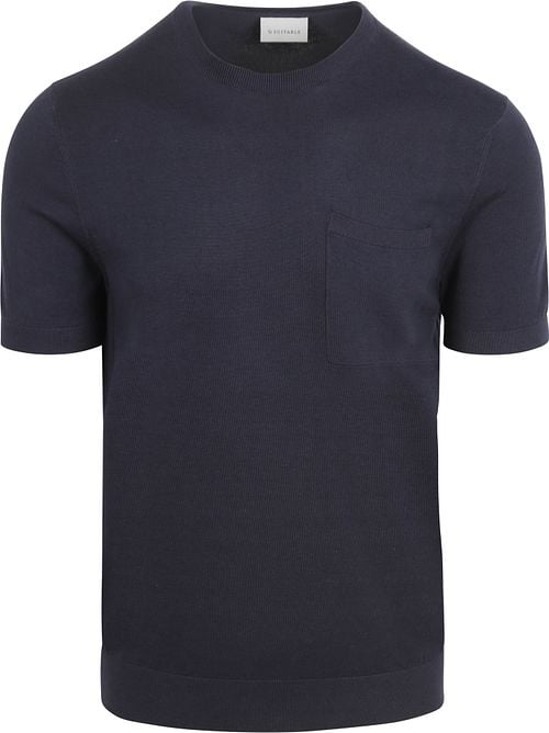 Suitable Knitted T-shirt Pocket Compact Navy Product