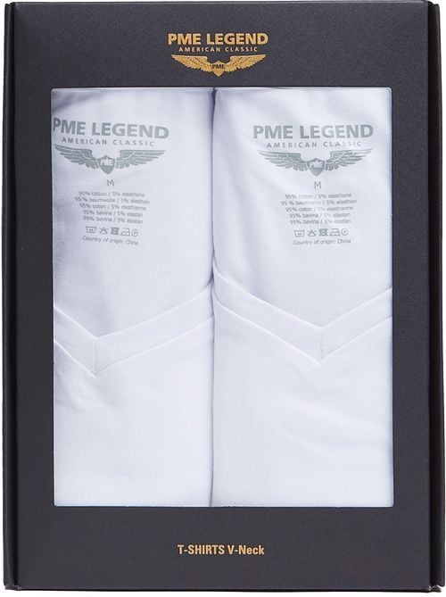 PME Legend Basic T-shirt 2-Pack V-Hals Wit Verpakking