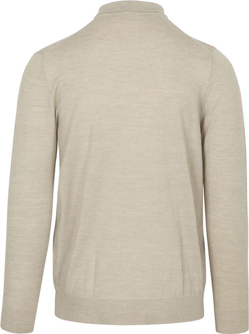 Profuomo Longsleeve Polo Shirt Merino Wool Beige