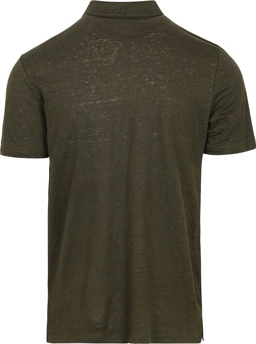 KnowledgeCotton Apparel Polo Shirt Linen Dark Green Product / Achterkant
