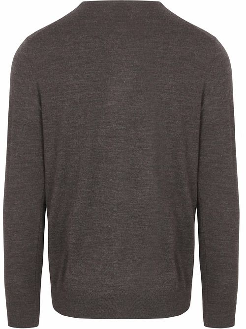 Profuomo Pullover Merino Wool Dark Brown Product / Achterkant