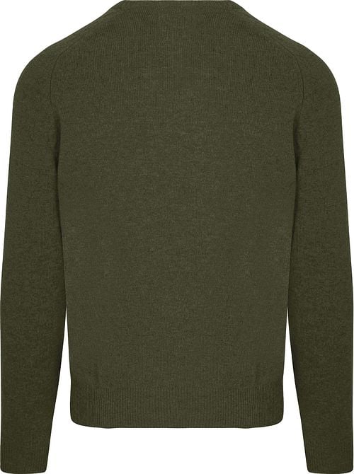 Steppin' Out Pullover V-Ausschnitt Lammwolle Olivgrün Product / Achterkant
