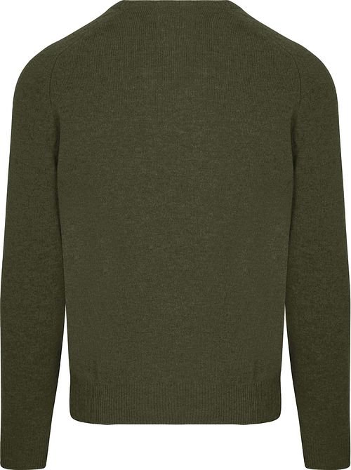 Steppin' Out Pullover V-Neck Lambswool Olive Green Product / Achterkant