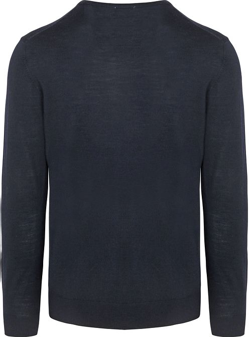Profuomo Pull-over Col-V Laine Merinos Marine Product / Achterkant