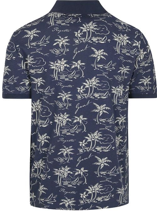 Gant - Polo Palm Impression Dusty Marine Product / Achterkant