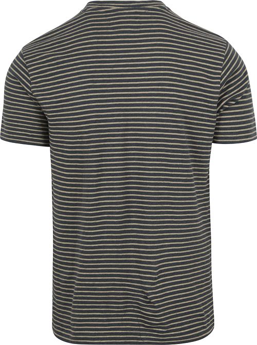 Marc O'Polo T-Shirt Linen Stripes Blue Product / Achterkant