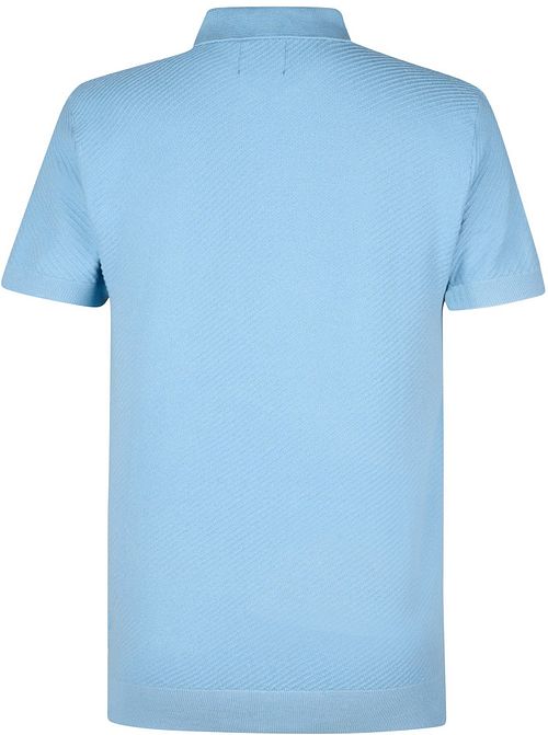 Petrol Knitted Polo Shirt Light Blue Product / Achterkant