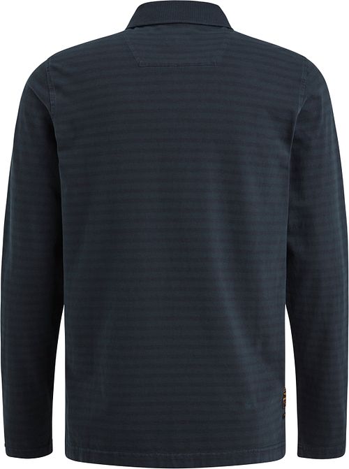 PME Legend Longsleeve Polo Shirt Stripes Navy Product / Achterkant