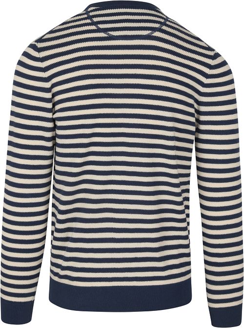 Suitable Pullover O-Ausschnitt Dunkel Blau Streifen Product / Achterkant