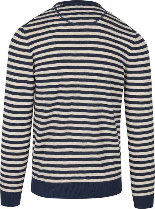 Suitable Pullover O-Neck Dark Blue Stipe Product / Achterkant