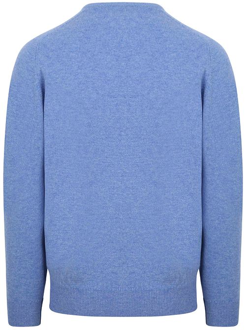 William Lockie V-Auschnitt Pullover Lammwolle Surf Mid Blue Product / Achterkant