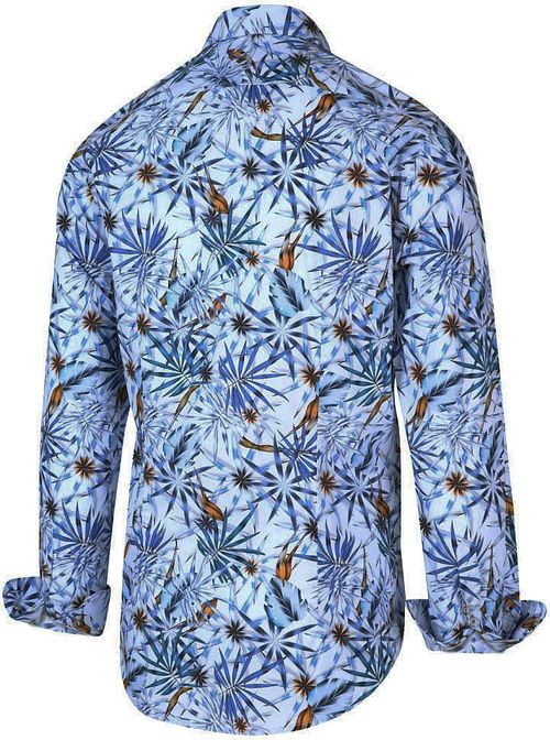 Blue Industry Overhemd Tropisch Blauw Product / Achterkant