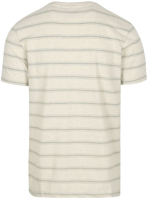 No-Excess T-Shirt Crewneck Jacquard Stripes Ecru Product / Achterkant