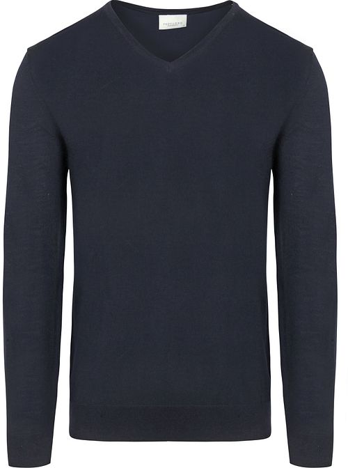 Profuomo Pullover V-Neck Merino Wool Navy Product