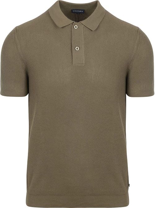Suitable Respect Polo Structure Knit Olijfgroen Product
