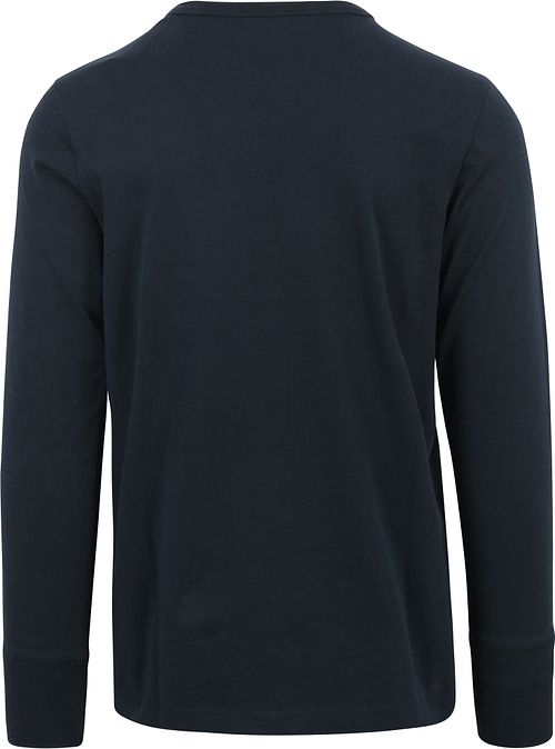 KnowledgeCotton Apparel Longsleeve T-shirt Henley Dark Blue Product / Achterkant