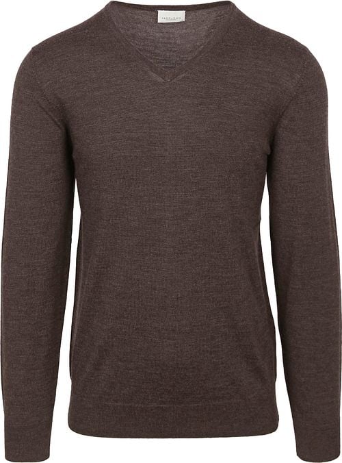 Profuomo Pullover V-Hals Merinowol Donkerbruin Product