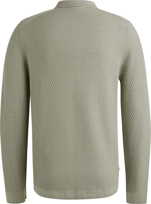Cast Iron Long Sleeve Half Zip Polo Shirt Structure Light Green Product / Achterkant