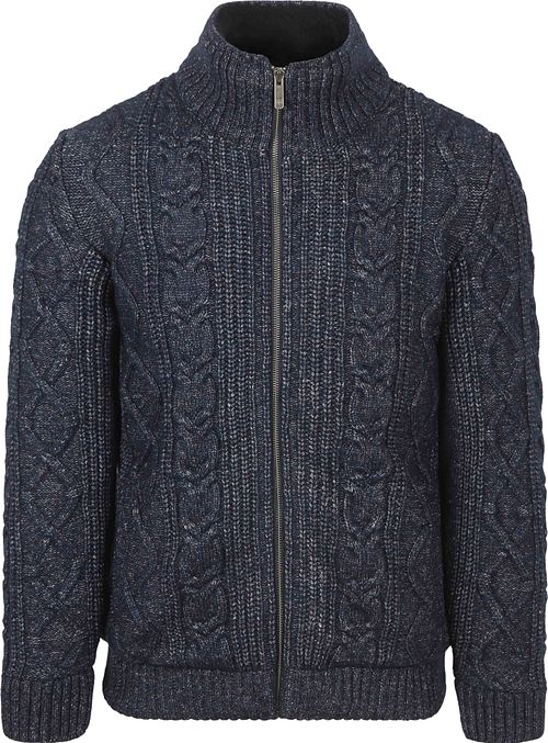 State Of Art Cardigan Cable Zip Melange Navy