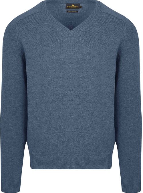Steppin' Out Pull Col-V Laine Laine D'Agneau Bleu Mid Product