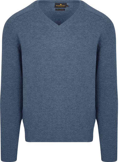 Steppin' Out Pullover V-Neck Lambswool Mid Blue Product