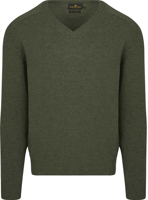 Steppin' Out Pullover V-Neck Lambswool Olive Green Product