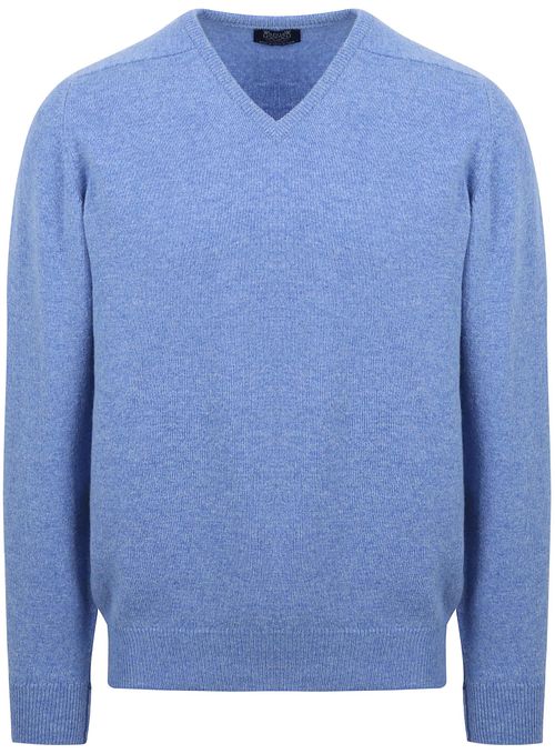 William Lockie V-Auschnitt Pullover Lammwolle Surf Mid Blue Product