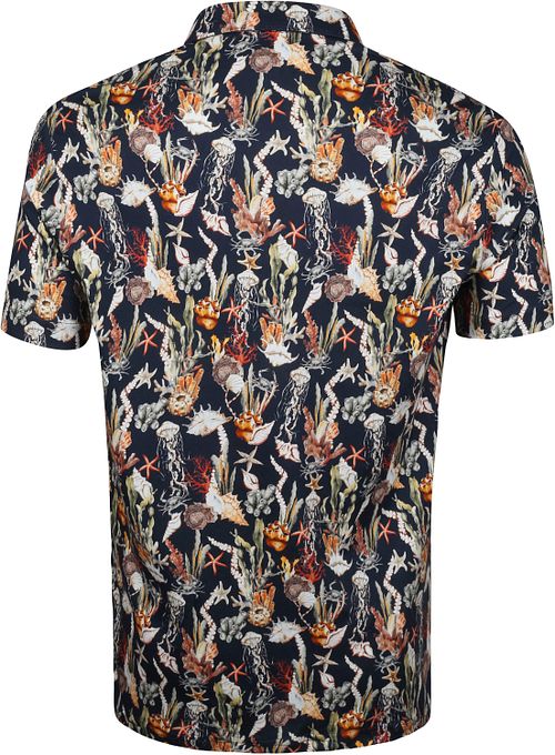 Desoto Polo Print Sea Figures Dark Blue Product / Achterkant