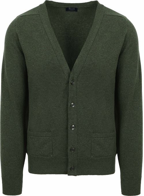 William Lockie Lambswool Cardigan Dark Green Product