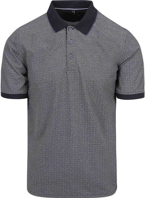 Casa Moda Polo Shirt Print Grey Blue Product