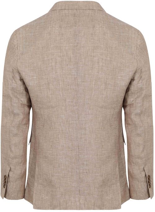 Suitable Blazer Pepita Linen Beige Product / Achterkant