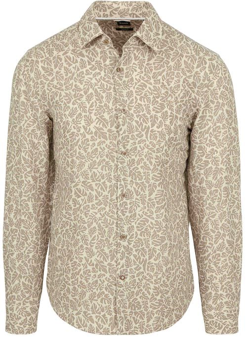 BOSS Overhemd Linnen Print Beige Product