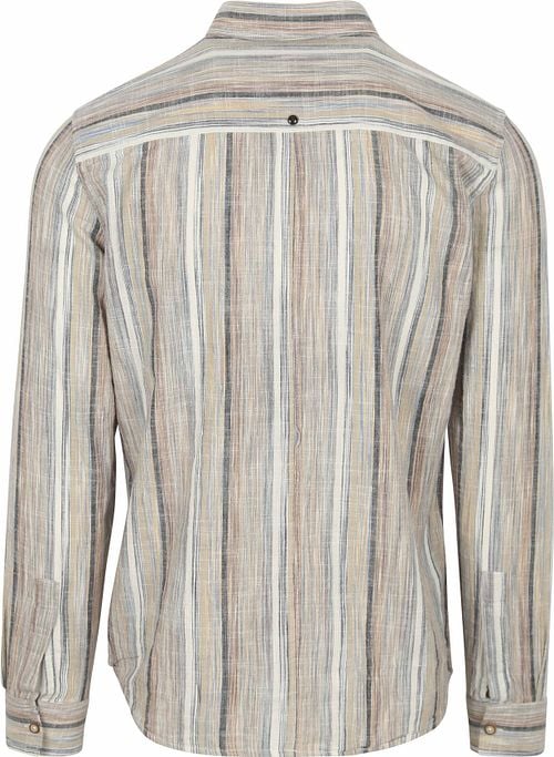 No Excess Overhemd Streep Beige Product / Achterkant