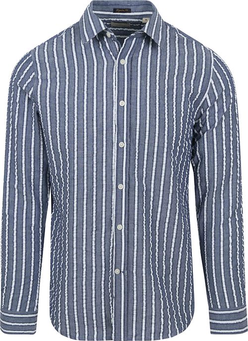 Dstrezzed Shirt Leonard Seersucker Blue Stripe Product