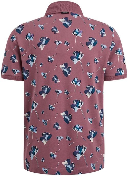 Vanguard Polo Piqué Fleurs Rose Foncé Product / Achterkant